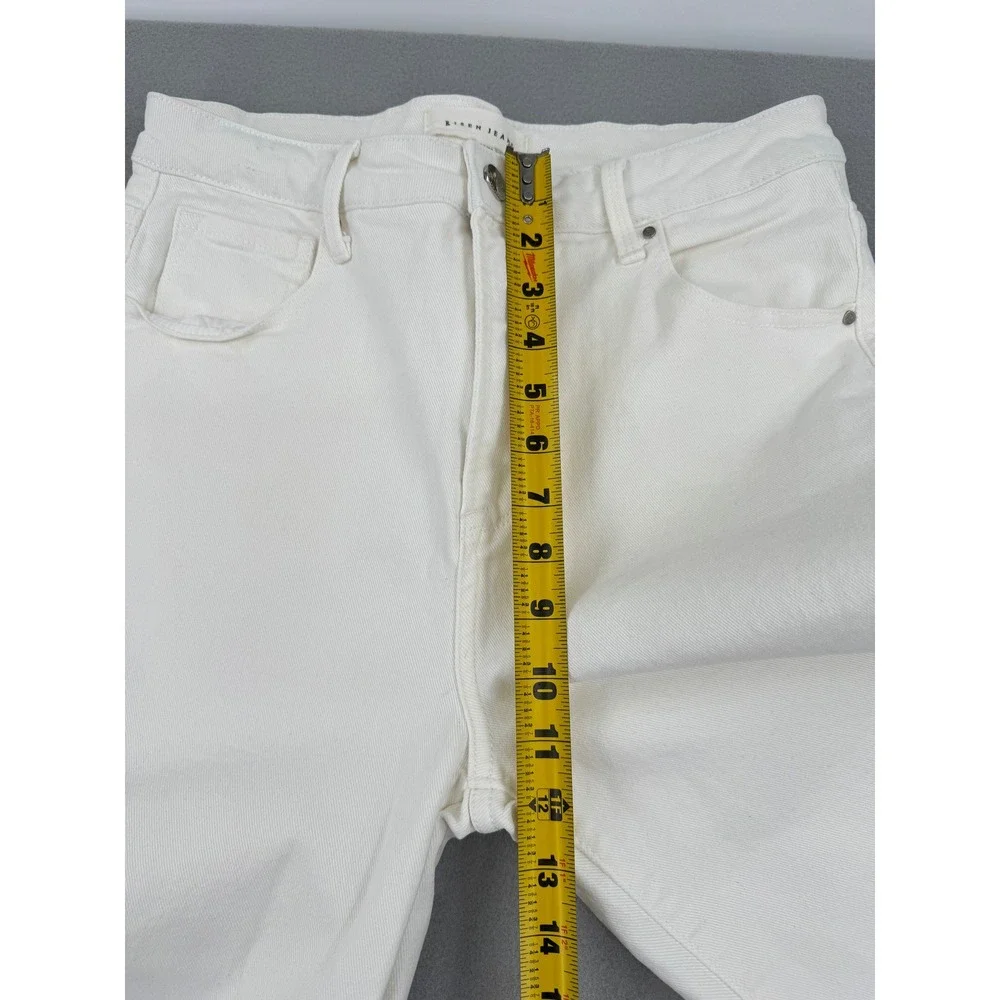 Risen Jeans High Rise Wide Leg Cropped Raw Hem Jeans Womens 13/31 (30x25) White